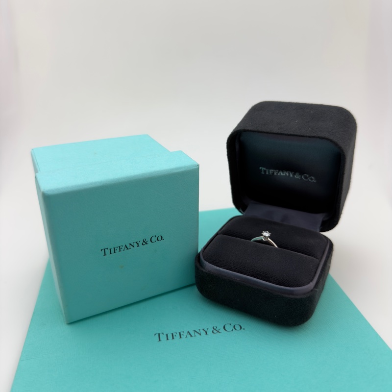 Tiffany pt950 鉑金鑽石 戒指48號-0