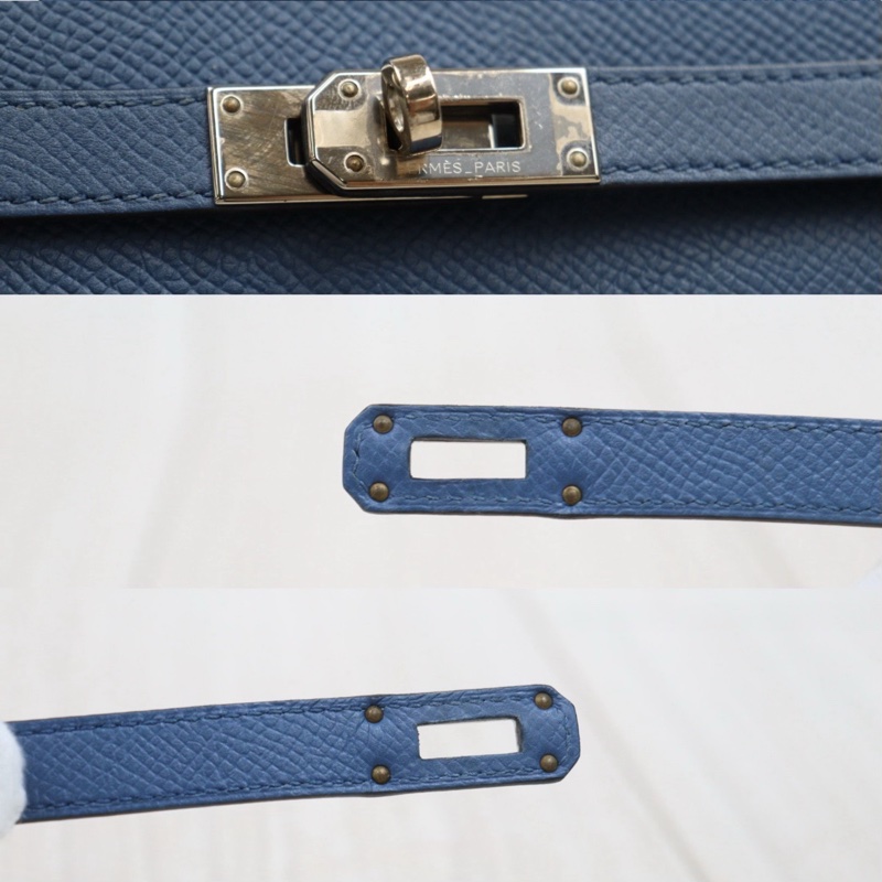 Hermes long Kelly 瑪瑙藍銀扣-9