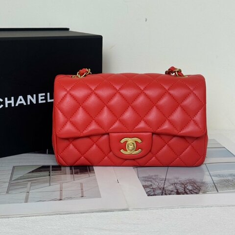 CHANEL 經典口蓋包Mini CF20 - 紅金27開