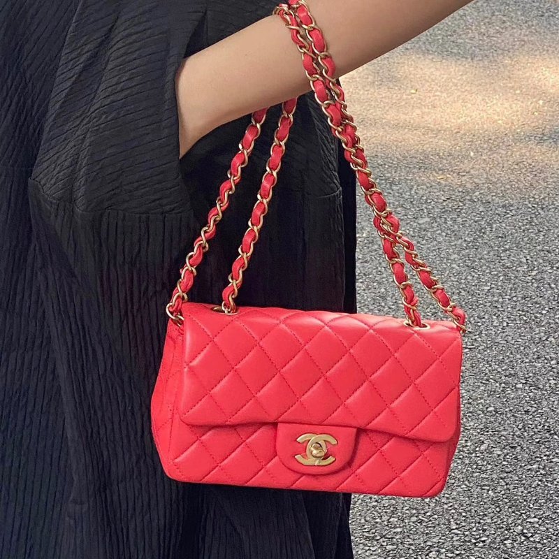 CHANEL 經典口蓋包Mini CF20 - 紅金27開-10