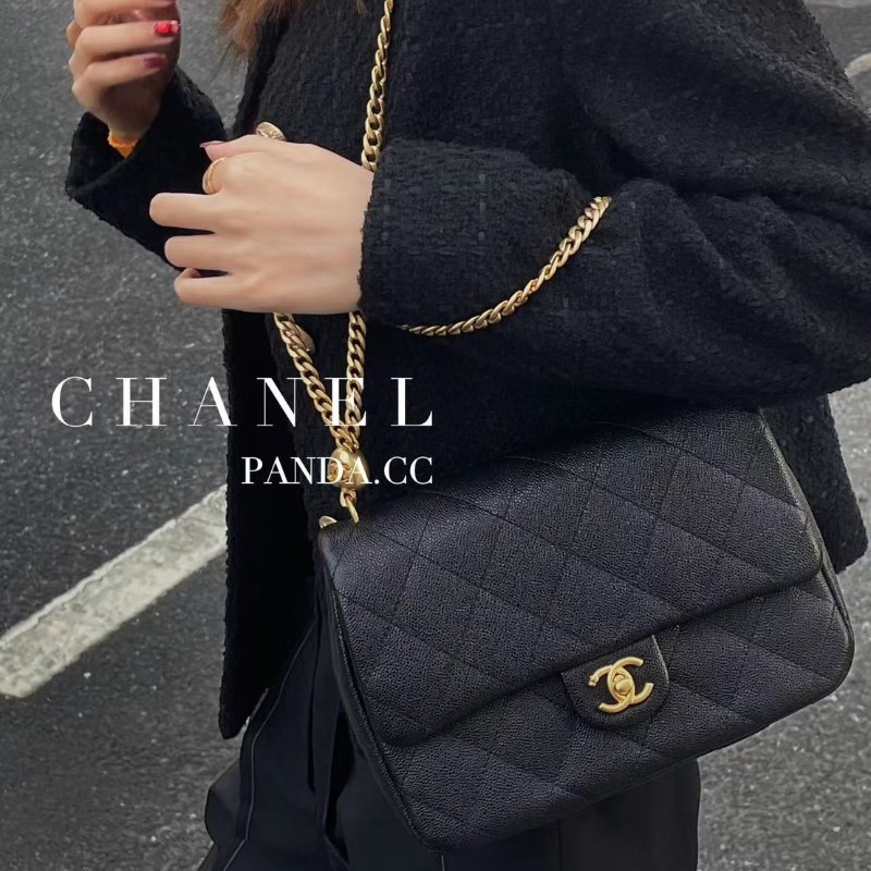 CHANEL 愛心調節釦口蓋包 24 - 黑金-10