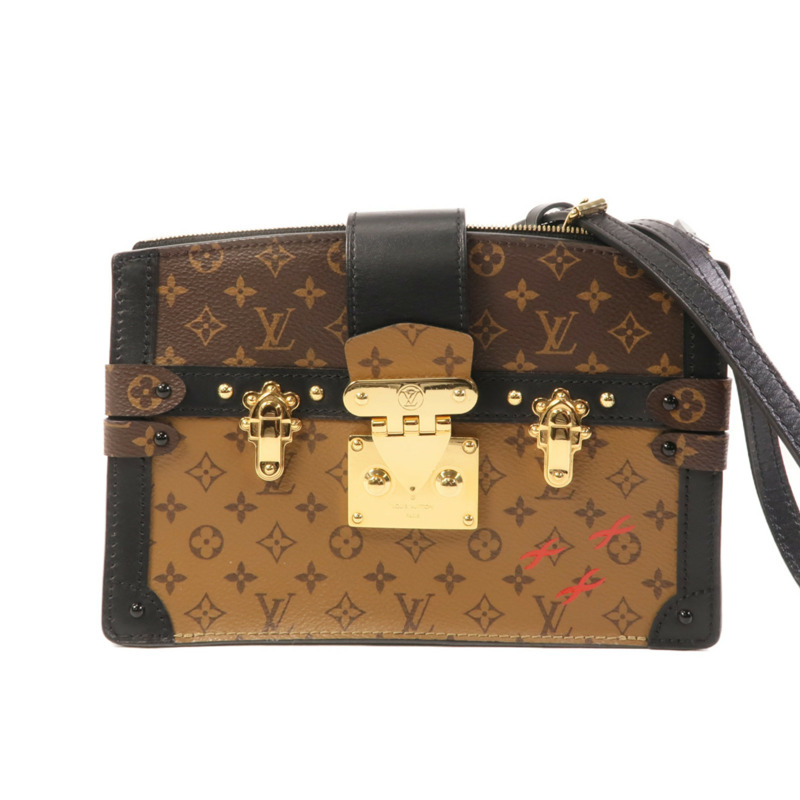 LOUIS VUITTON Monogram Reverse Trunk Clutch金扣肩背袋-0