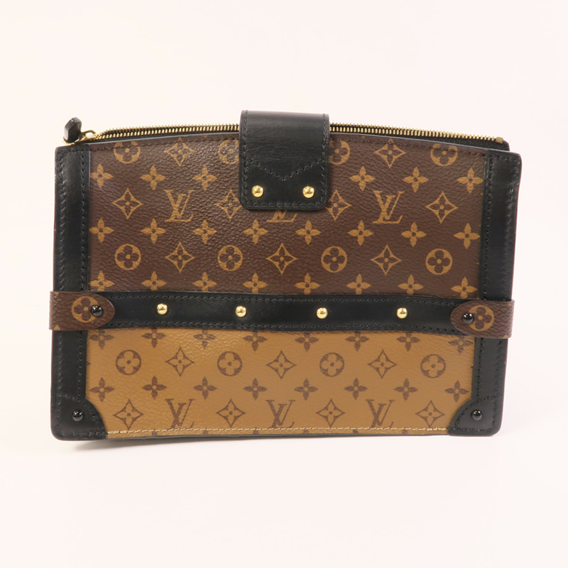 LOUIS VUITTON Monogram Reverse Trunk Clutch金扣肩背袋-2