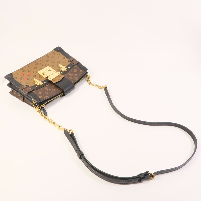 LOUIS VUITTON Monogram Reverse Trunk Clutch金扣肩背袋-4