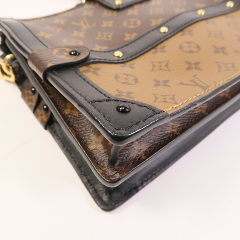 LOUIS VUITTON Monogram Reverse Trunk Clutch金扣肩背袋-9