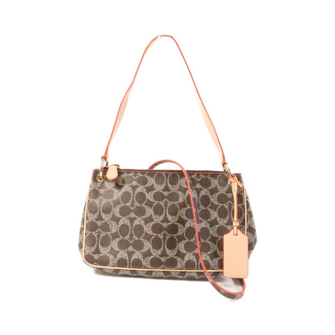 COACH 塗層帆布Shoulder Bag金扣手挽肩背兩用袋