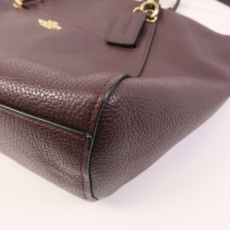 COACH 牛皮皮革Shoulder Bag金扣手挽肩背兩用袋-5