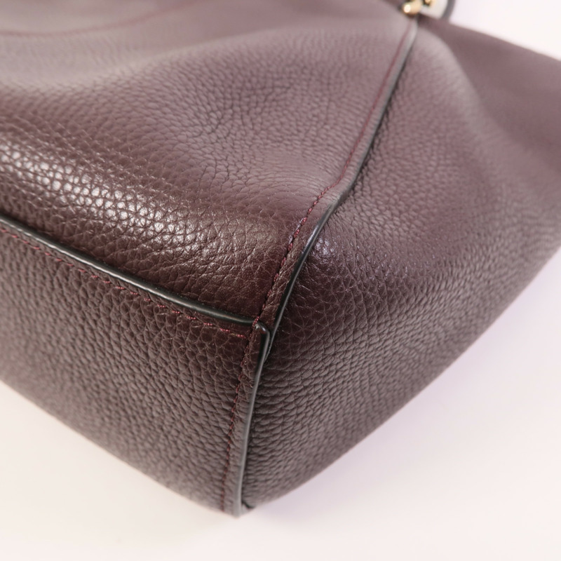 COACH 牛皮皮革Shoulder Bag金扣手挽肩背兩用袋-7