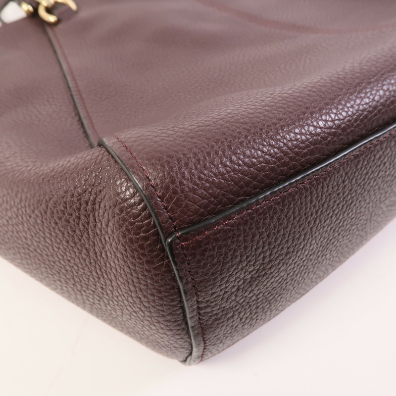 COACH 牛皮皮革Shoulder Bag金扣手挽肩背兩用袋-8