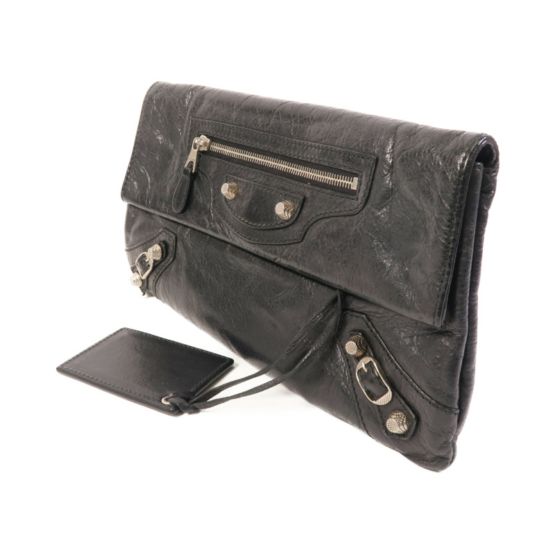 BALENCIAGA 牛皮皮革Pouch銀扣手拿包-2