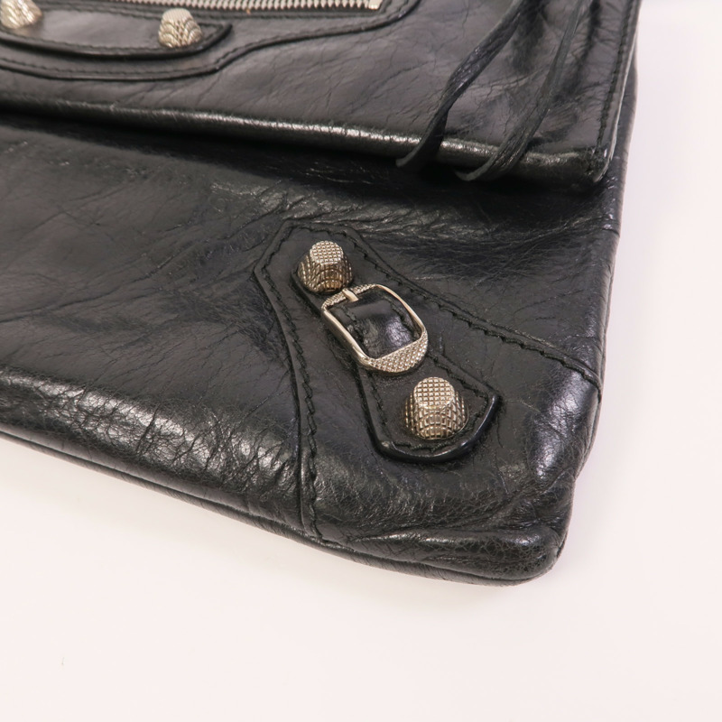 BALENCIAGA 牛皮皮革Pouch銀扣手拿包-5