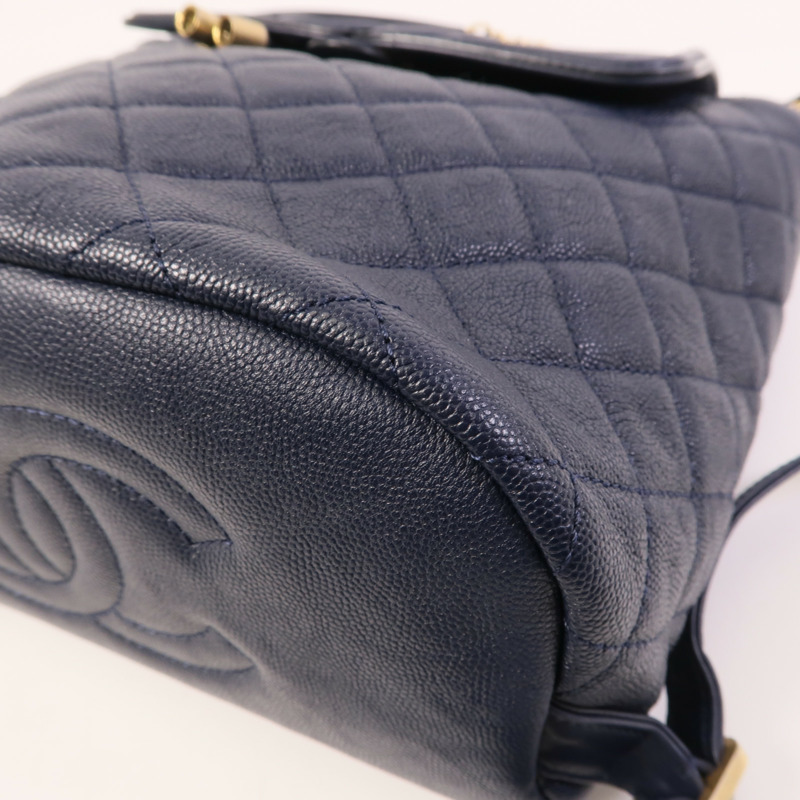 CHANEL 牛皮皮革Filigree Backpack金扣鏈帶背包-5