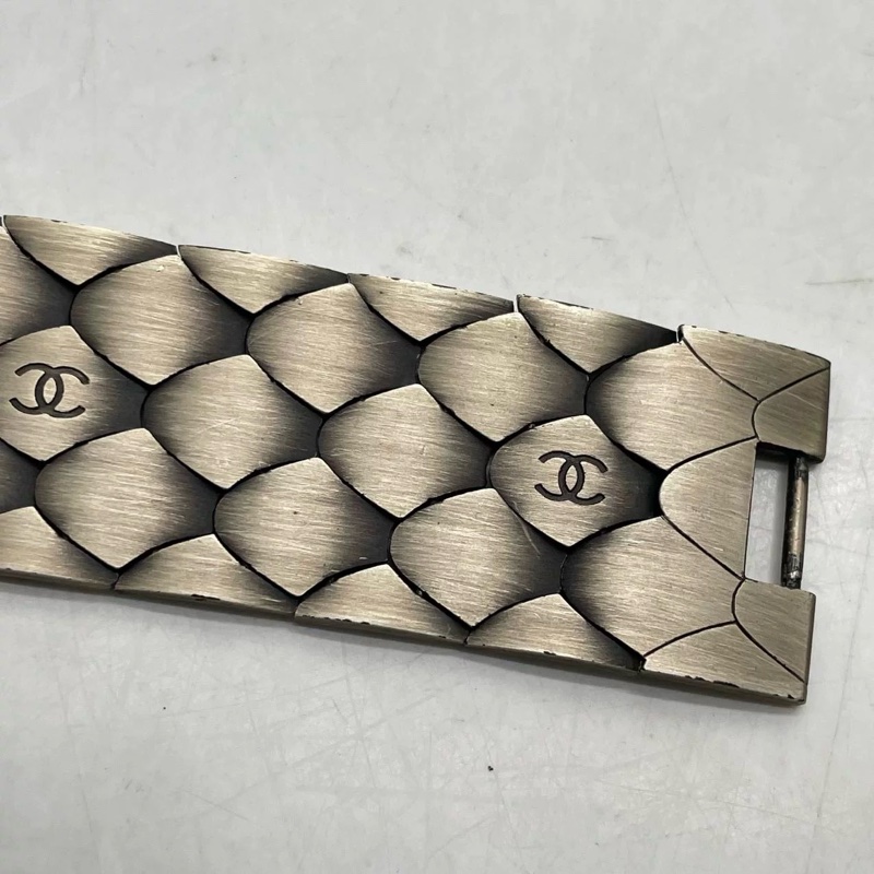 CHANEL 香奈兒 稀有「龍鱗/魚鱗紋」寬版手鐲-5
