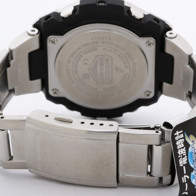卡西歐 G-SHOCK G-STEEL GSTW100 系列男士腕錶 (GSTW110D1AJF),黑色和銀色樹脂錶帶搭配不鏽鋼錶殼。-4