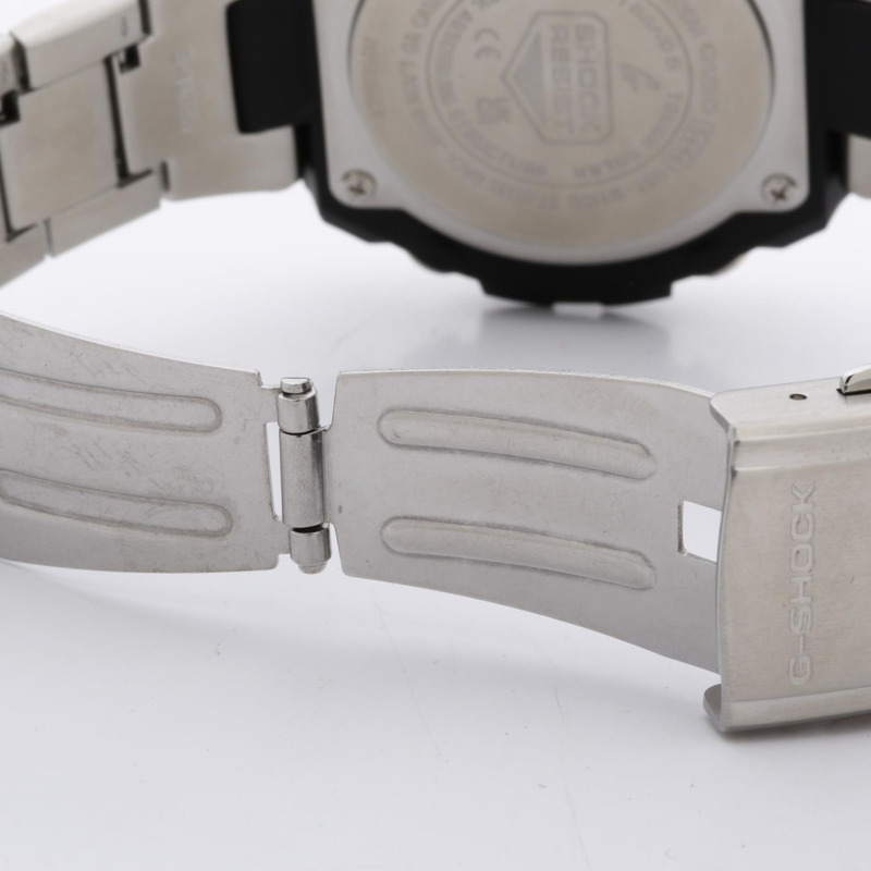 卡西歐 G-SHOCK G-STEEL GSTW100 系列男士腕錶 (GSTW110D1AJF),黑色和銀色樹脂錶帶搭配不鏽鋼錶殼。-5