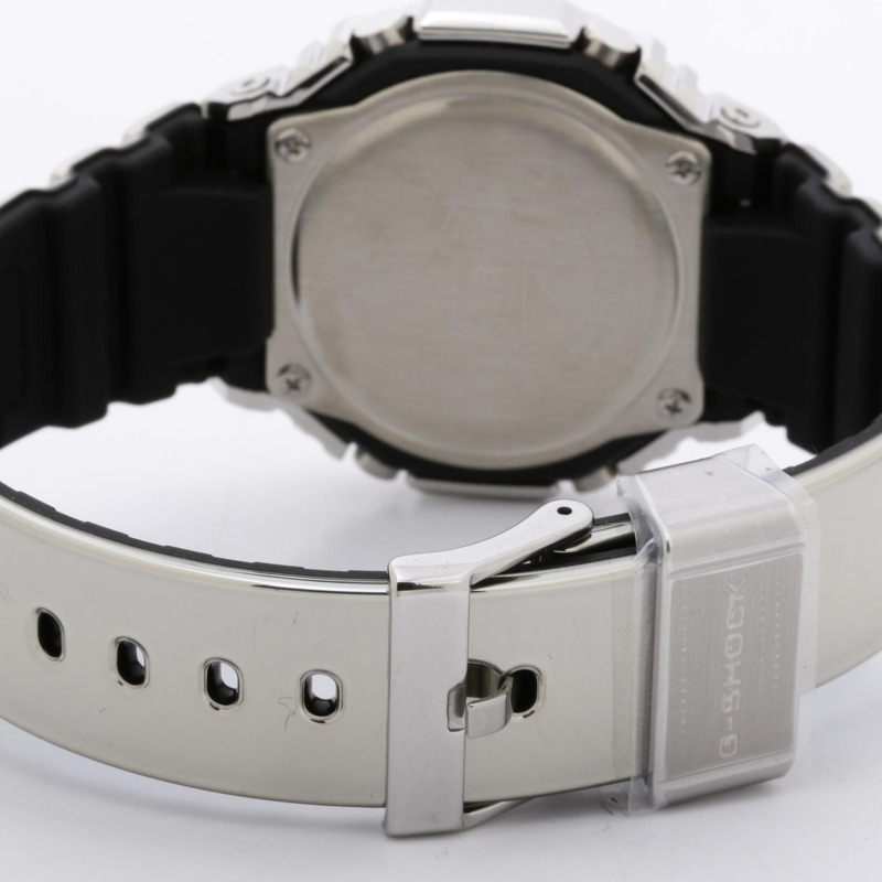 卡西歐 G-SHOCK 精美金屬系列 2100 系列類比數位雙顯腕錶 GM2100YM8AJF 銀色樹脂不鏽鋼男士腕錶-4