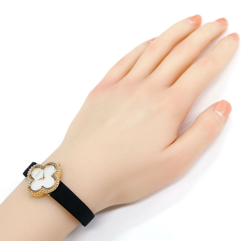 二手梵克雅寶 Alhambra 手錶,18k 金,石英機芯,136574,女士款,飾有珍珠母貝。-1