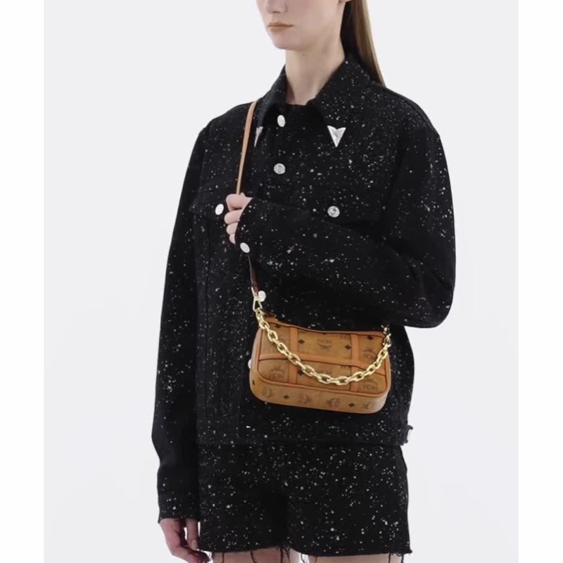 MCM 女士 徽標印花拉鍊單肩包均碼碼21cm*5cm*12.5cm-3