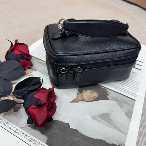 Gucci 黑色皮革手提包 vintage 二手 中古 化妝包👝