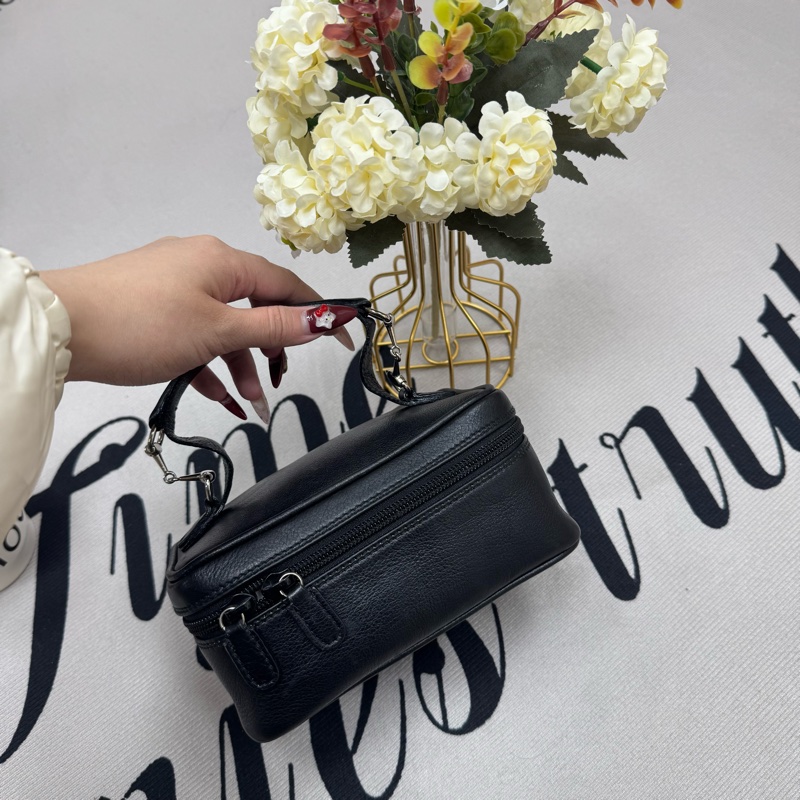 Gucci 黑色皮革手提包 vintage 二手 中古 化妝包👝-1