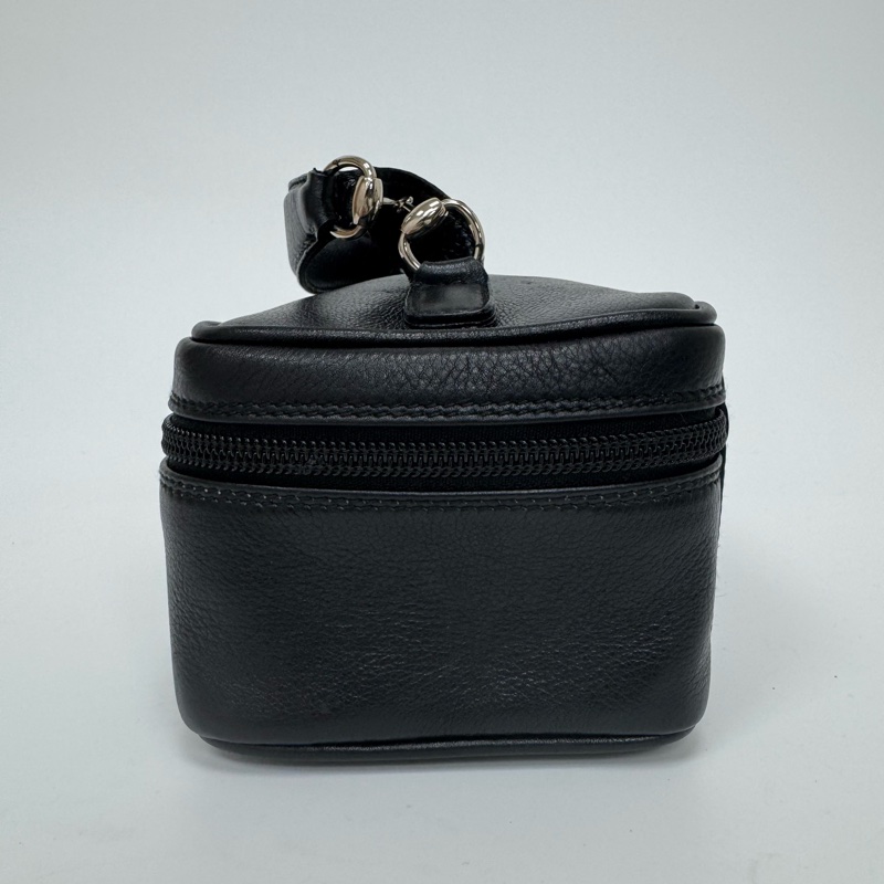 Gucci 黑色皮革手提包 vintage 二手 中古 化妝包👝-7