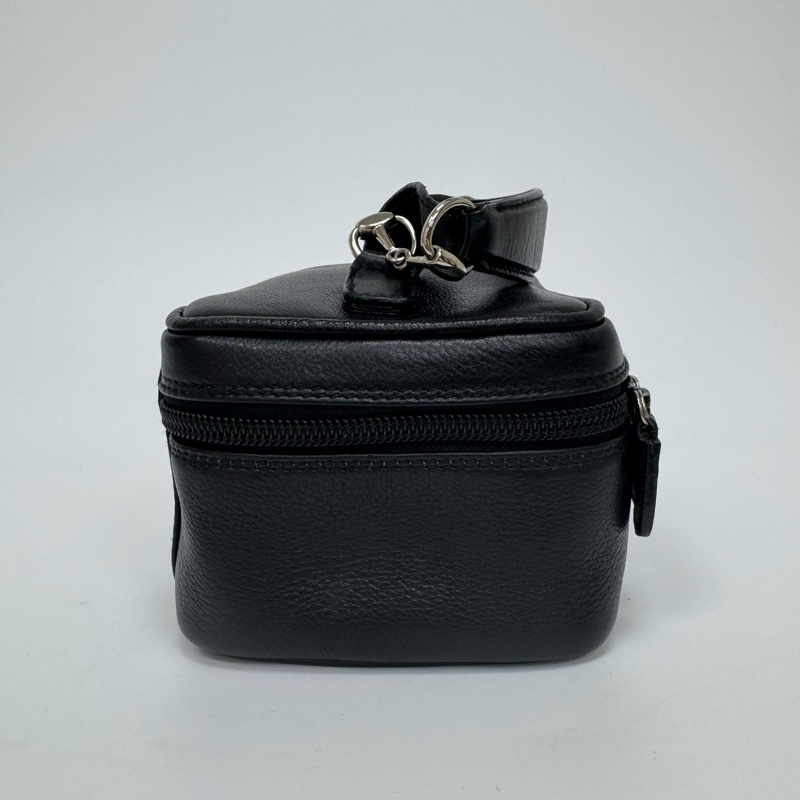 Gucci 黑色皮革手提包 vintage 二手 中古 化妝包👝-8