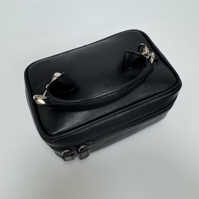 Gucci 黑色皮革手提包 vintage 二手 中古 化妝包👝-10