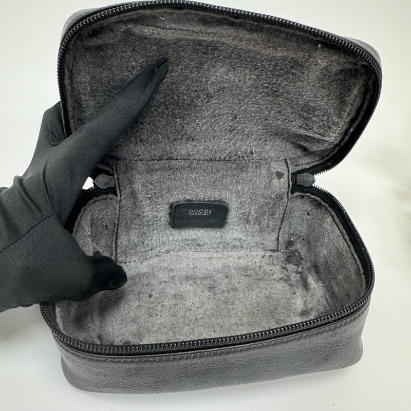 Gucci 黑色皮革手提包 vintage 二手 中古 化妝包👝-19