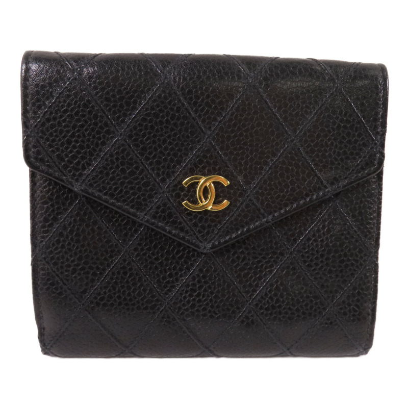 CHANEL 牛皮皮革Wallet金扣錢包-1