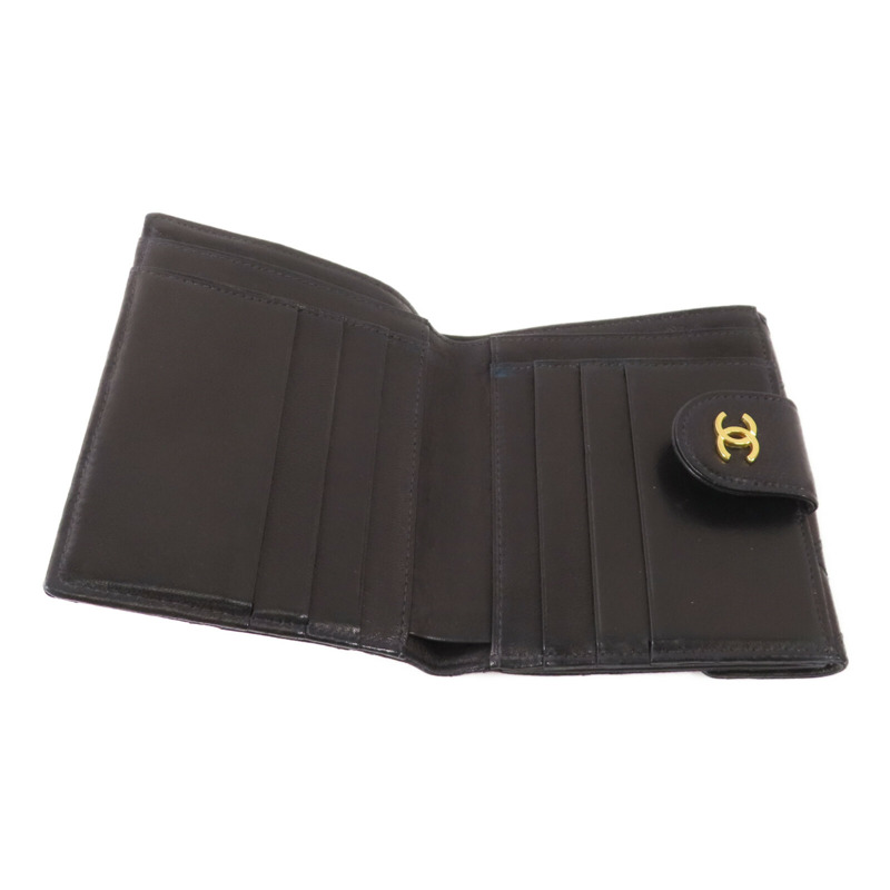 CHANEL 牛皮皮革Wallet金扣錢包-5
