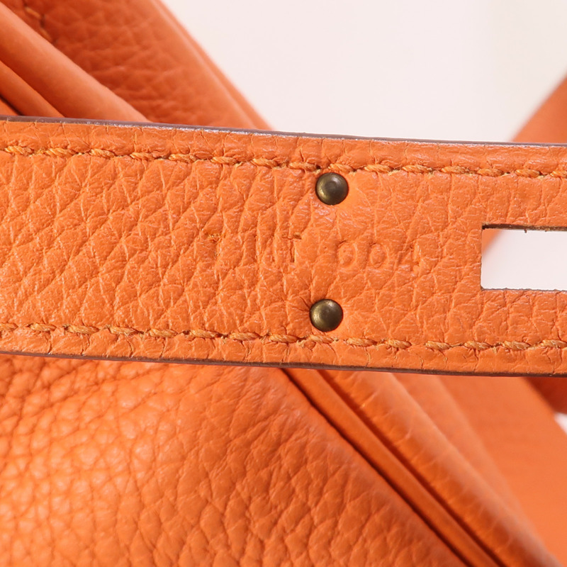 HERMES Togo皮革Kelly 28金扣手挽肩背兩用袋Orange-13