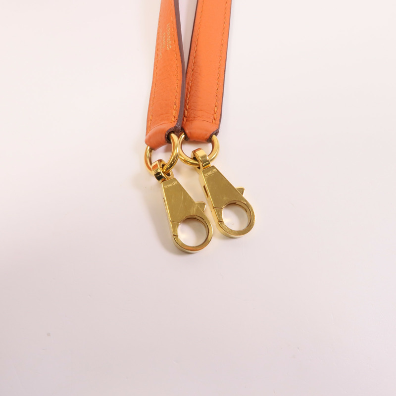 HERMES Togo皮革Kelly 28金扣手挽肩背兩用袋Orange-14