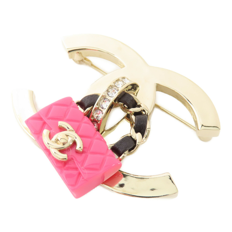 CHANEL 金屬/水鑽Brooch金扣胸針-3