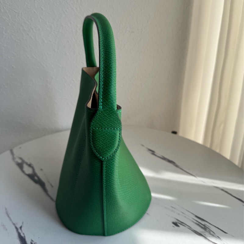 Longchamp 綠色手提水桶包-3