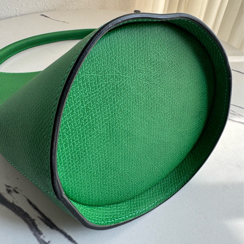 Longchamp 綠色手提水桶包-5