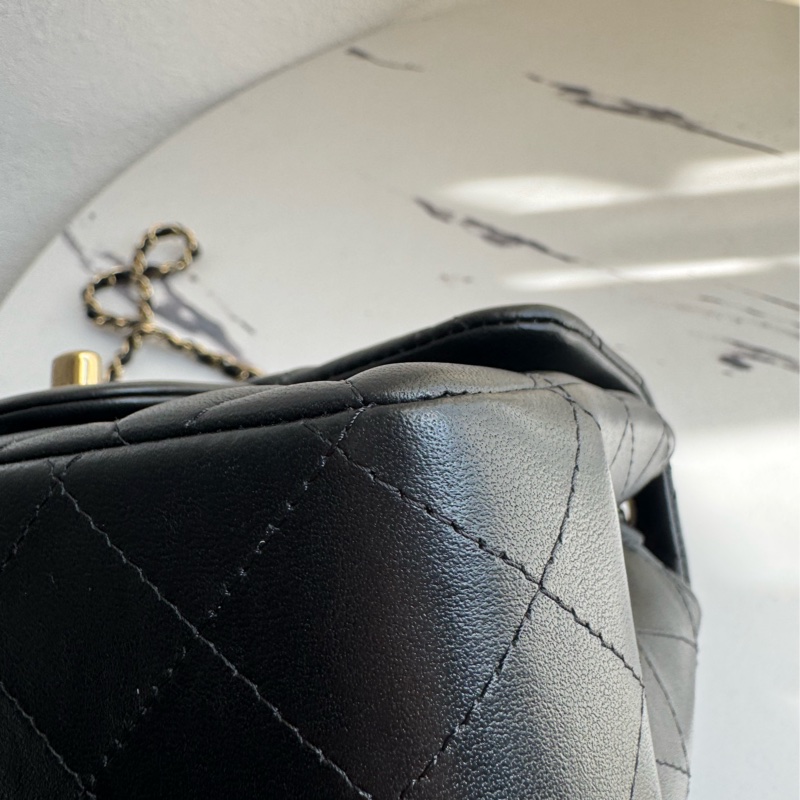 Chanel黑色淡金雙C方胖子 超級經典-10