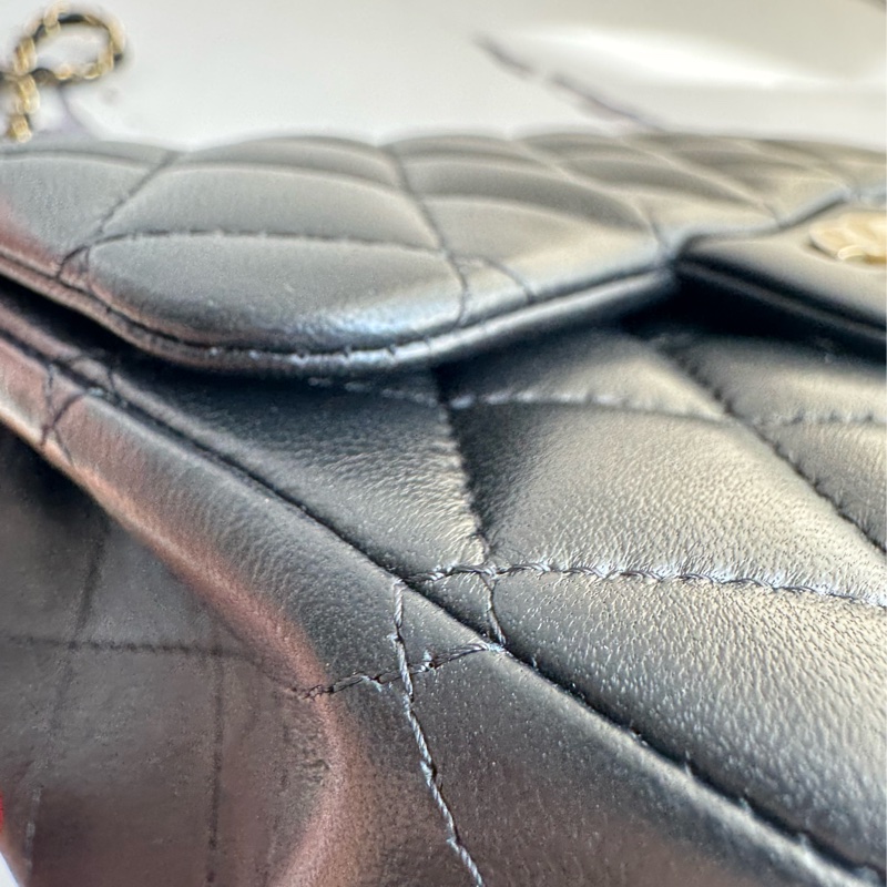 Chanel黑色淡金雙C方胖子 超級經典-12