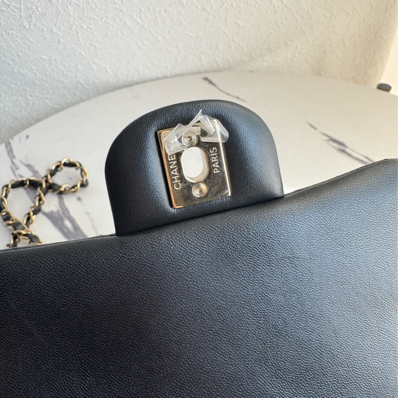 Chanel黑色淡金雙C方胖子 超級經典-15