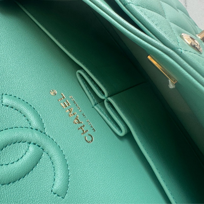 Chanel湖水綠淡金雙C coco25-21
