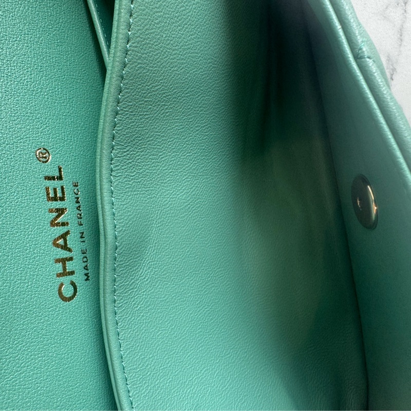 Chanel湖水綠淡金雙C coco25-24