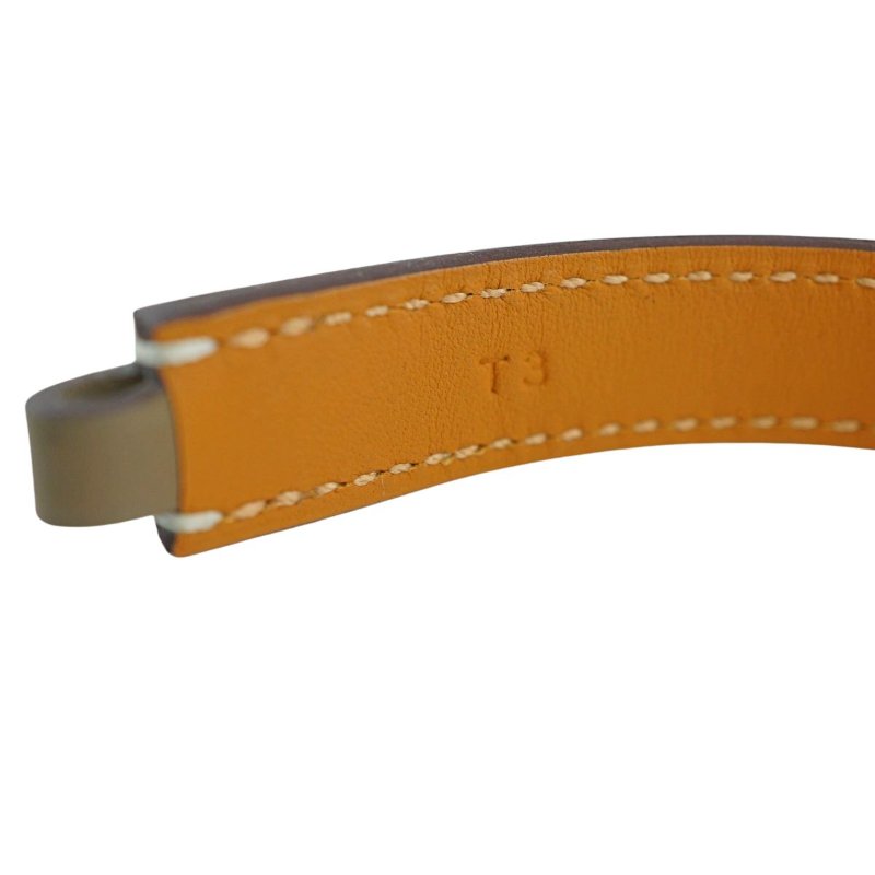 HERMES 愛馬仕 O’Kelly鎖頭造型皮革手環(大象灰/金)(D刻/膠膜未拆)-7