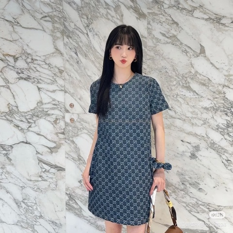914intheair精品代購『全新閒置』 Gucci 單寧牛仔logo洋裝 連身裙