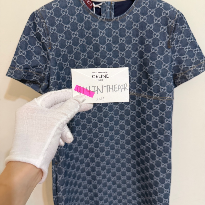 914intheair精品代購『全新閒置』 Gucci 單寧牛仔logo洋裝 連身裙-5