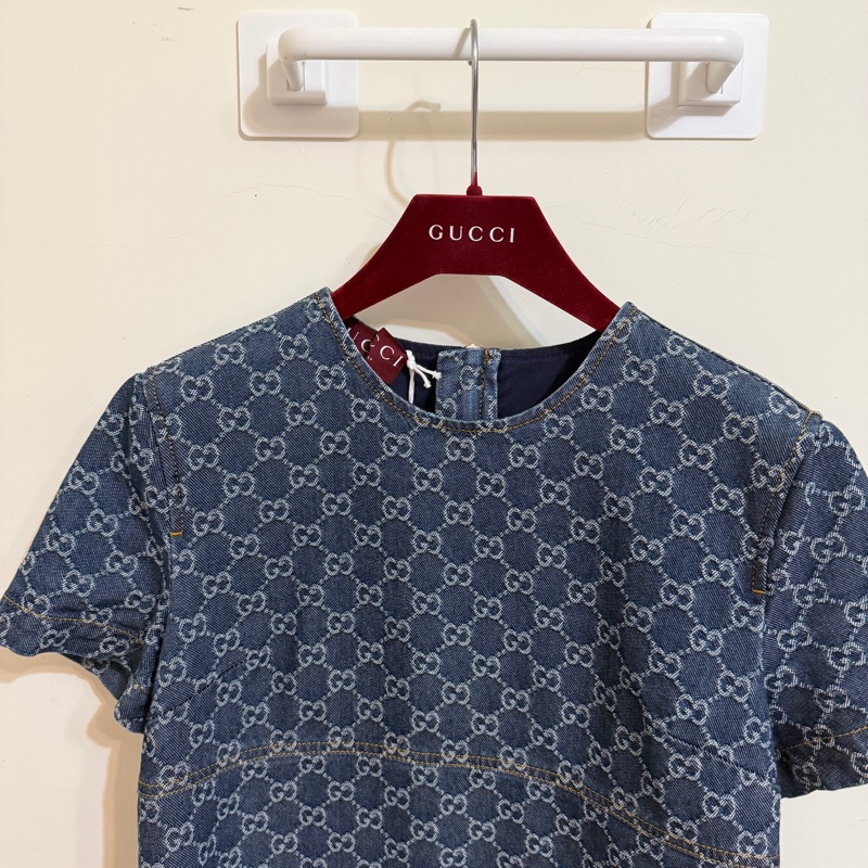 914intheair精品代購『全新閒置』 Gucci 單寧牛仔logo洋裝 連身裙-9