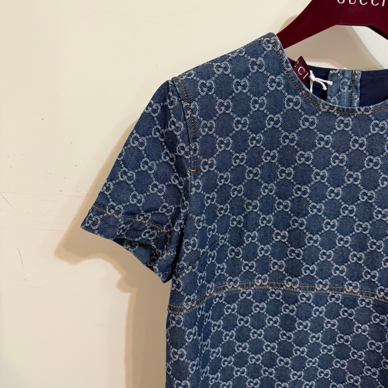 914intheair精品代購『全新閒置』 Gucci 單寧牛仔logo洋裝 連身裙-11