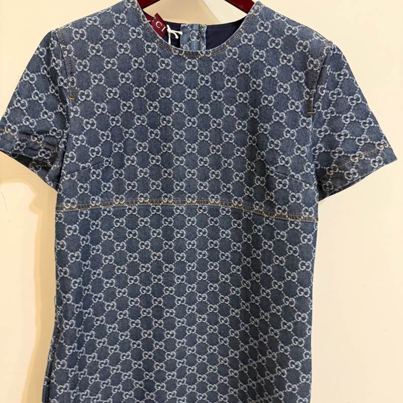 914intheair精品代購『全新閒置』 Gucci 單寧牛仔logo洋裝 連身裙-13