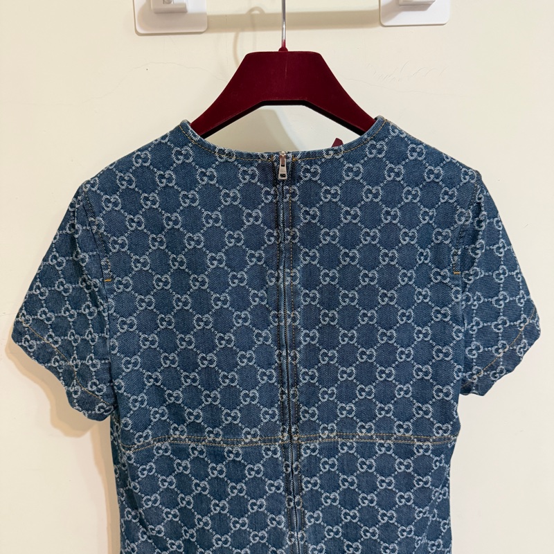 914intheair精品代購『全新閒置』 Gucci 單寧牛仔logo洋裝 連身裙-27