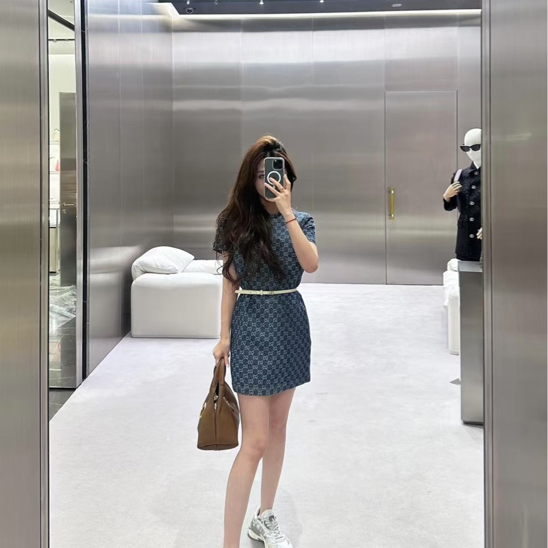 914intheair精品代購『全新閒置』 Gucci 單寧牛仔logo洋裝 連身裙-2