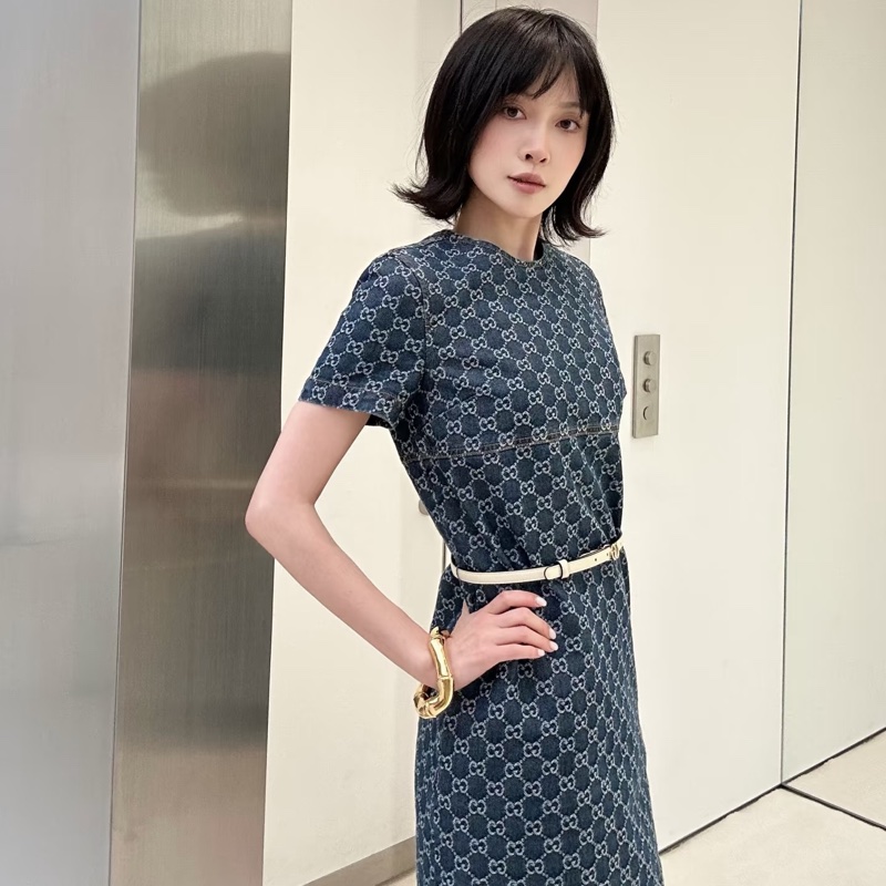 914intheair精品代購『全新閒置』 Gucci 單寧牛仔logo洋裝 連身裙-4