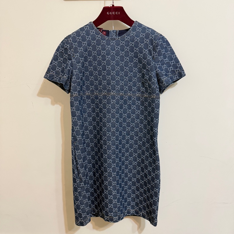 914intheair精品代購『全新閒置』 Gucci 單寧牛仔logo洋裝 連身裙-7